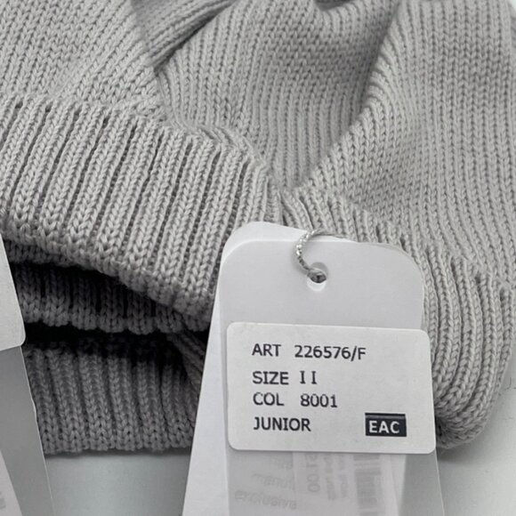 Catya Knit Hat White Bow 100% Merino Wool Soft Gray NWT 2-4 Years - Picture 3 of 4